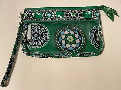 Vera Bradley Cupcakes Green Vinyl Clear Front Pouch Cosmetic Makeup Case W Strap • $19.95