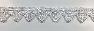 7/16  Heart Venice Venise Narrow Edge Lace Trim - 9 Continuous Yards - White • $15