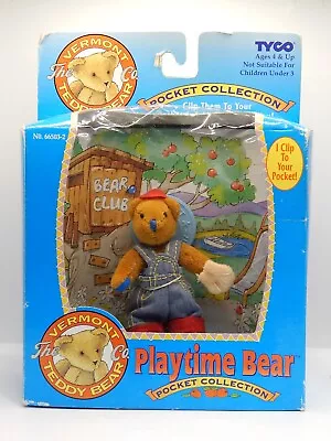 TYCO 1995 Playtime Clip-On Bear Vermont Teddy Bear  Pocket Collection 66503-2 • $12.95