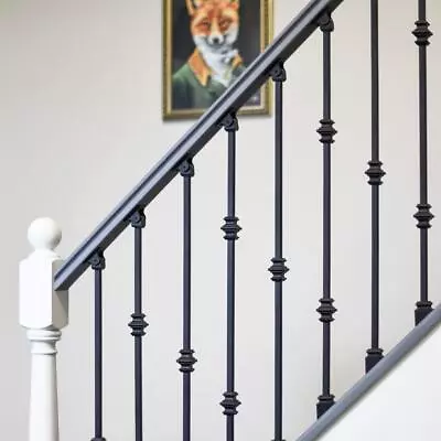 Set Of Two Metal Stair Spindles - Pattern 9 - With Fixed Rake Brackets • £19