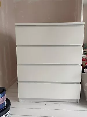 Ikea MALM White Chest Of 4 Drawers 80x100cm • £65