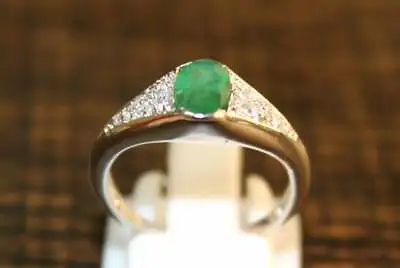 Emerald Men Ring Emerald Solitaire Ring 5x7 Mm Oval Emerald Band Genuine Emerald • $40.91