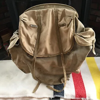 VTG Bergans Metal Frame Back Pack Ruck Sack Norway Canvas Leather • $129