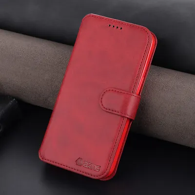 Synthetic PU Leather Wallet Case Flip Cover Card Slot Stand For IPhone & Samsung • £7.79