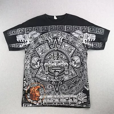 Vintage Mexico Mayan Calendar Adult Tshirt Size Medium All Over Print YAZBEK • $26.87