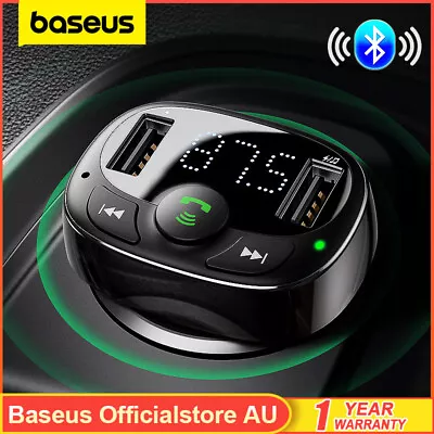 Baseus Handsfree FM Transmitter Wireless Bluetooth Car Kit MP3 Adapter Charger • $17.99