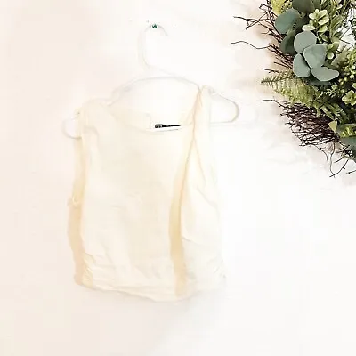ZARA White Crop Tie Tee Shirt Tank Top Size Large Casual Sleeveless Layering • $5.60