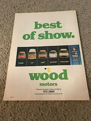 Vtg 1978 WOOD MOTORS Car Print Ad RARE LOCAL DETROIT DEALER VW BUS PORSCHE AUDI • $7.99