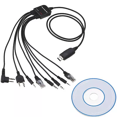 8in1 USB Programming Cable Cord With CD For Baofeng Motorola Kenwood HYT Radio A • $16.02