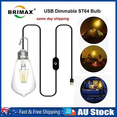 $22.99 • Buy Dimmable LED Camping Bulb Light USB Powered Outdoor Hang Emergency Lantern Lamp