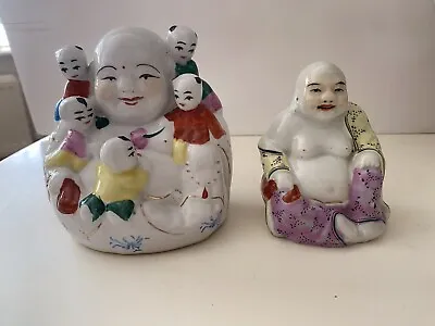 Vintage Ceramic Laughing Buddha And Buddha With Children  • £10