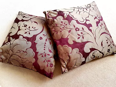 Lovely Marks & Spencer / M&s Autograph Cushions & Silk Mix Covers : Plum / Gold • £40