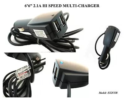 6’6” MULTI-CHARGER 2XUSB STRAIGHT POWER CORD FOR UNIDEN VALENTINE Radar Detector • $13.50