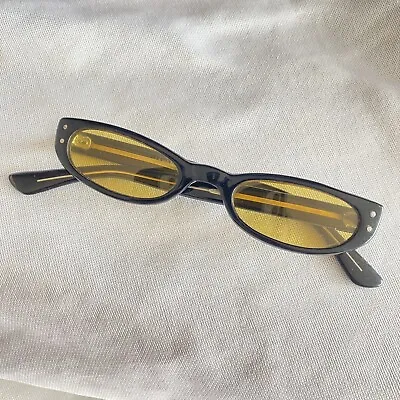 MCM Vintage 60s Mod Black With Yellow Lenses Sunglasses - Made In JAPAN • $109.70