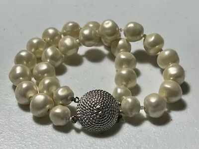 Vintage 1950's Signed Marvella Double Strand Costume Pearl Bracelet • $12.99