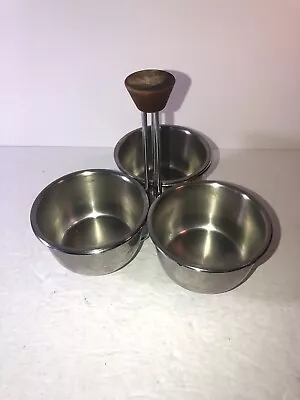 CONDIMENT CADDY W/3 Stainless Steel Bowls MCM Amid Century Modern VTG • $19.99