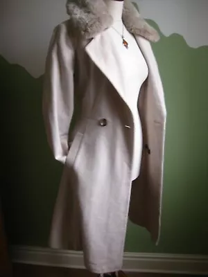 £124.99 • Buy Wool COAT Riding Victorian 12 10 40s 50s Fur Collar Trench Duster Glam KALIKO 