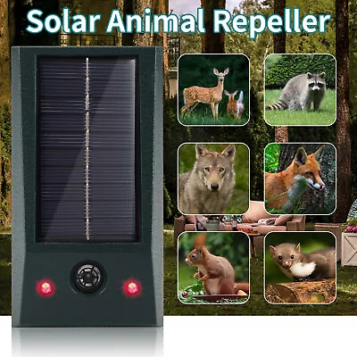 Solar Power Bird Dog Cat Skunk Repellent Animal Repeller Ultrasonic Kit Green • $14.40