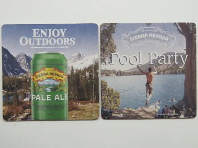 2 Beer Coasters ~ SIERRA NEVADA Brewing Pool Party Pale Ale - Chico CALIFORNIA • $23.39