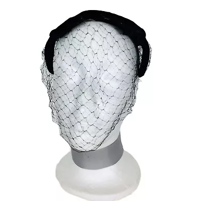 Antique 1920's Women's Black Velvet Veil Netting Whimsey Head Piece Hat • $75