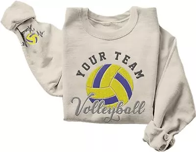 Personalized Volleyball Embroidered Sweatshirt For Women Volleyball Mom Long Sl • $33.99