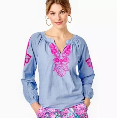 Lilly Pulitzer Amabella Embroidered Top Large • $32