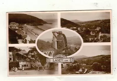  Isle Of Man. Laxey Multiview.old Real Photo Postcard • £2.99
