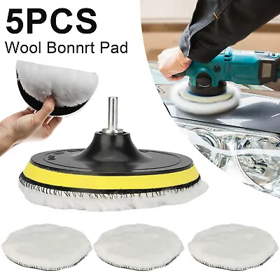 $9.98 • Buy 5pcs 6 Inch Car Polishing Wheel Buffing Pads Set Wool Mop Pad Polisher For Drill