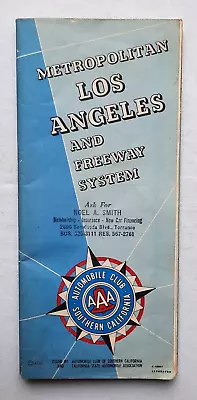 METROPOLITAN LOS ANGELES AND FREEWAY SYSTEM  1960s Road Map AAA • $8.99