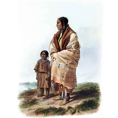 £9.99 • Buy Native American Bodmer Dacota Woman Assiniboin Girl Poster Print Bb12248b