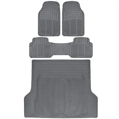 Car Floor Mat Rubber Gray 4 PC Set Heavy Duty All Weather MAX Protection • $49.95