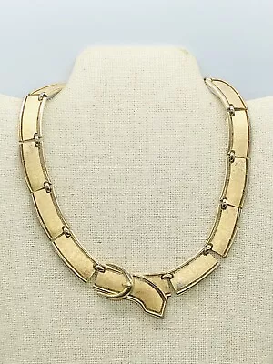 Vtg Crown TRIFARI Gold Tone Belt Buckle Design Links Necklace Choker • $50