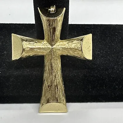 Vintage Avon Cross Pendant Brushed Gold Tone • $4.99