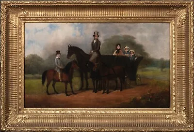 19th Century English Victorian Portrait Of The Temple Family In Horse & Carriage • £3300