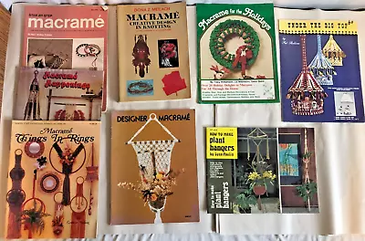 Vintage Lot Of 8 Macrame Pattern Books 70s 80s Various Projects How To Knotting • $28.95