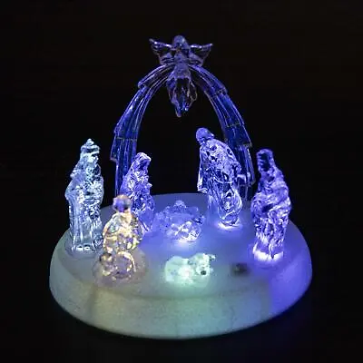 Christmas Novelty LED Light Up Musical Nativity Set Xmas Home Decor Decorations • £13.88