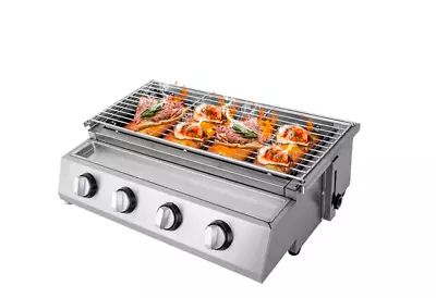 Miumaeov 4-Burner Propane Gas Grill 21.9  Stainless Steel Detachable Griddle • $125