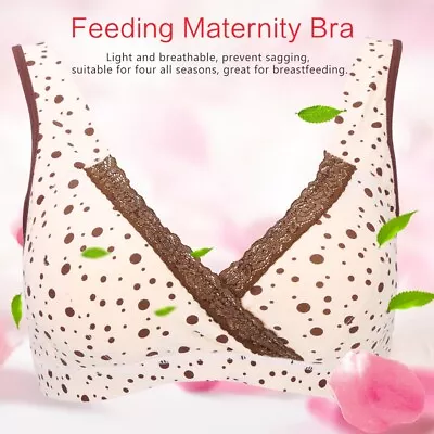 New Women Cotton No Wire Maternity Bra Pregnant Breastfeeding Nursing Sleep Bras • £7.32