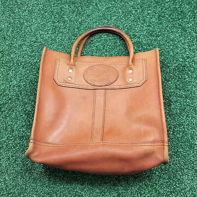 JW Hulme Leather Tote Bag Brown Made In USA Satchel Weekender Long Handle • $131.95