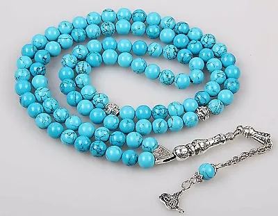 Turquoise Stone Islamic Prayer 99 Beads Tasbih Misbaha Rosary Tasbeeh Muslim 6mm • $29.99