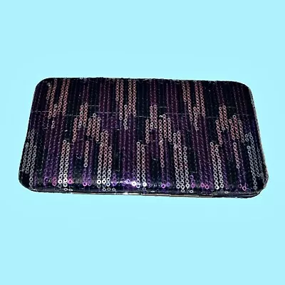 Pre-owned Black/Purple Sequin Clutch Wallet (7” X 4”) • $5