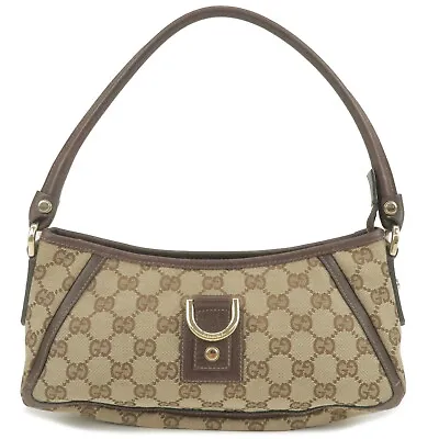 £408.54 • Buy Auth GUCCI Abbey Pouch Bag Beige Brown GG Canvas Leather 130939 Used