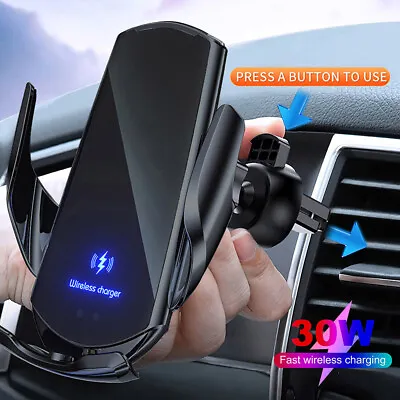 AU 30W Wireless Charging Car Charger Phone Holder For IPhone 15 Pro Samsung S24+ • $28.99