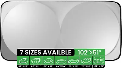 RV Windshield Sun Shade Xx-Large 51” X 102” Foldable Sunshades For Truck Protec • $40.82