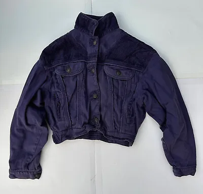 Vintage 80’s 90’s LA Gear Women's Purple Cropped Denim Jacket Size M- R1 • $29.99