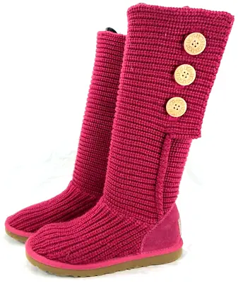 UGG Australia Classic Cardy Sweater Knit Tall Foldover Button Boots US Womens 7 • $39.99