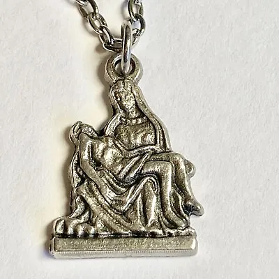 La Pieta Vatican Statue Charm Necklace Madonna Jesus Child Catholic Medal 18  • $17.99