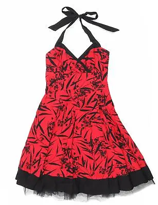 £6 • Buy RJR.John Rocha Womens Red Floral Cotton Skater Dress Size 12 Halter Zip