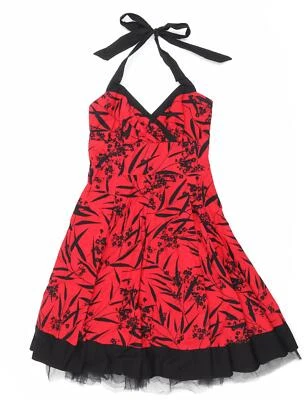£6 • Buy RJR.John Rocha Womens Red Floral Cotton Skater Dress Size 12 Halter Zip