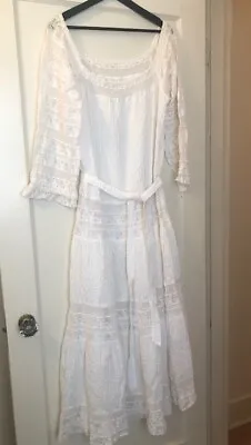 Vintage Mexican White Cotton PIN Tucked Wedding Maxi Dress • $250